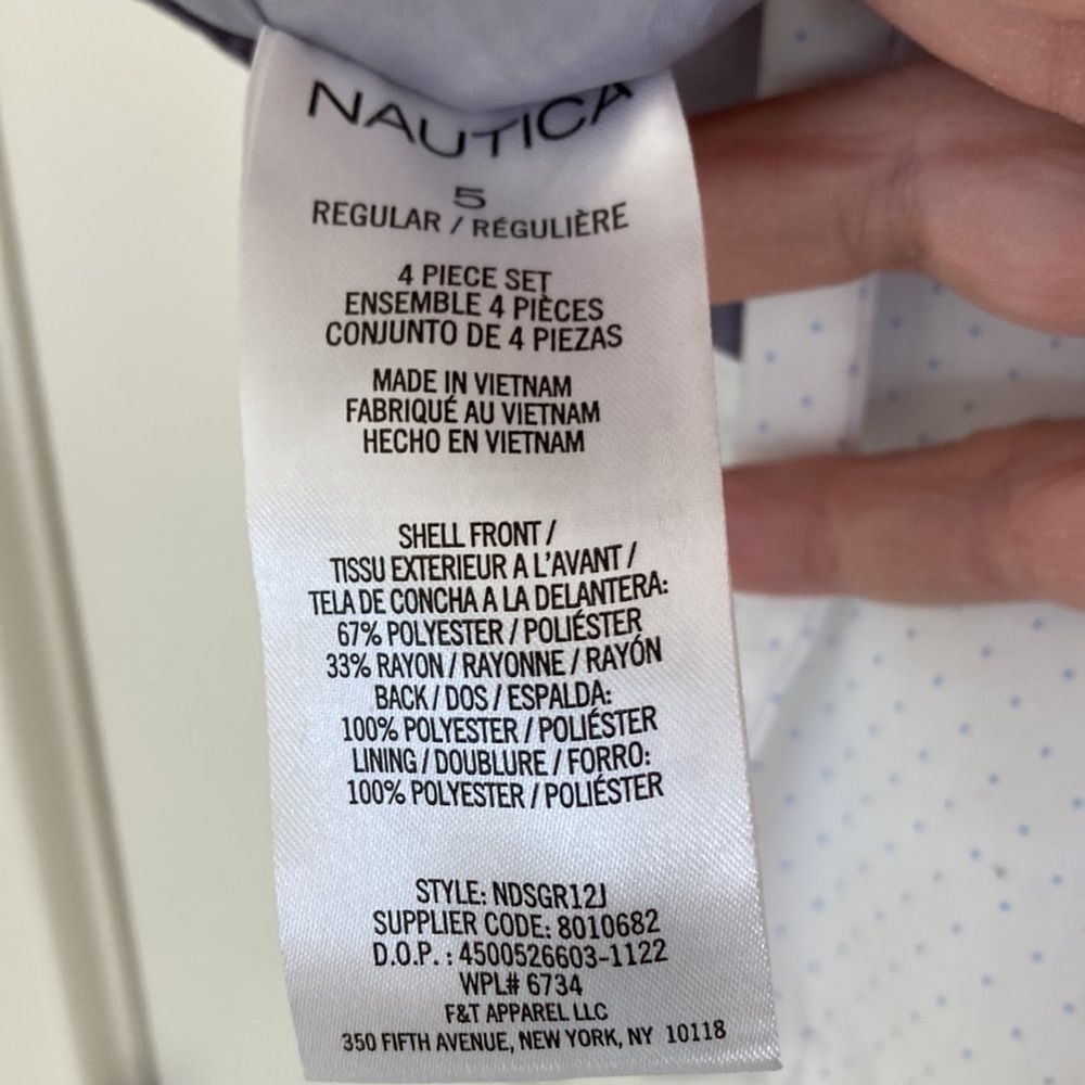 Nautica Shirt Vest Bow Tie Combo Boys Size 5 Grey Blue White - Picture 7 of 9